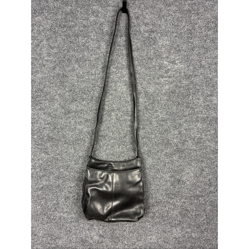 Jones New York Black Leather Zip Closure Shoulder Purse Handbag